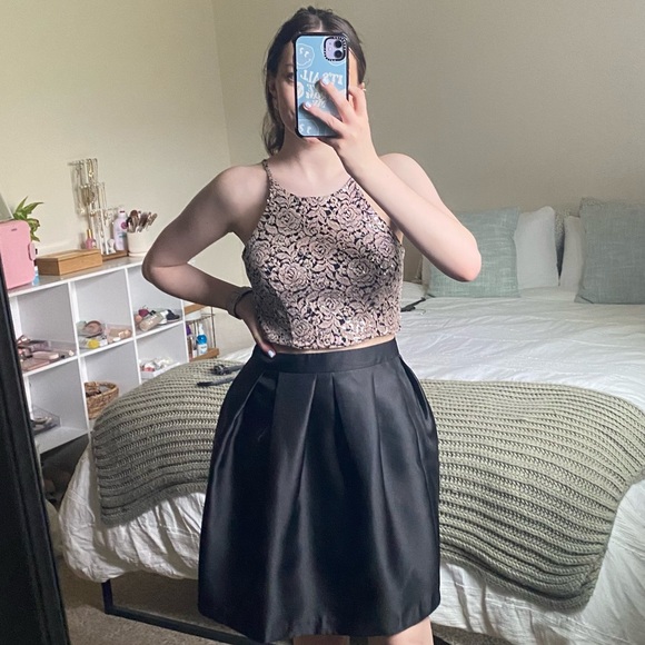 Two-Piece Glitter Fabric Midi Dress (Size 0) - A. Byer - Sparkle & Slay! - Picture 2 of 4